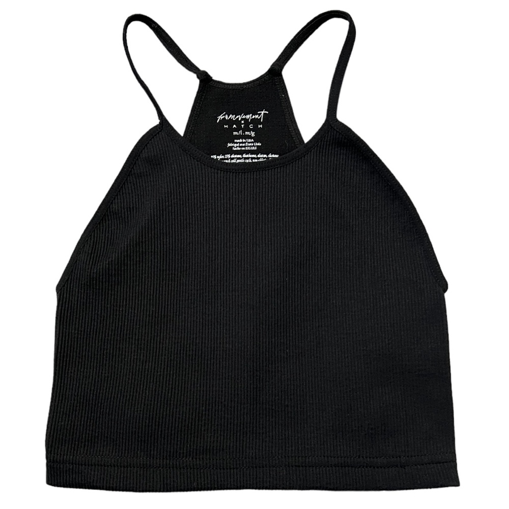 (L-2) Free People Happiness Runs Tank Top Black w/ Logo on Back M/L
